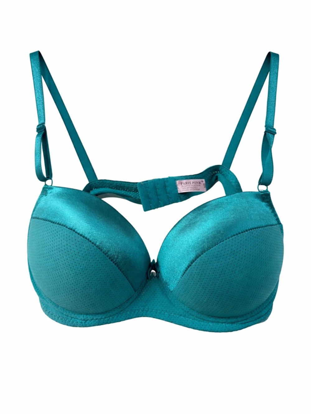 Paris Pink Teal Satin Push-Up Bra - Teal Women’s Intimates